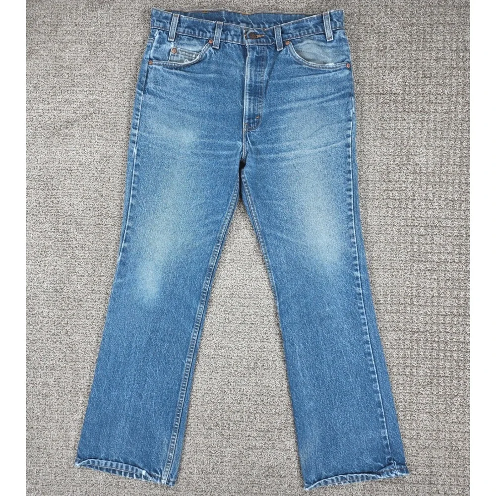 Vintage 90s Levis 517 Orange Tab Bootcut Jeans Mens 34x30 Blue‎ Denim USA Faded